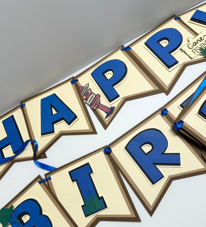 Custom birthday banners titled 'Bass Pro Shops Theme Birthday Banner'