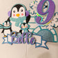 Personalized Penguin Birthday Cake Topper – Winter Wonderland Party Decoration